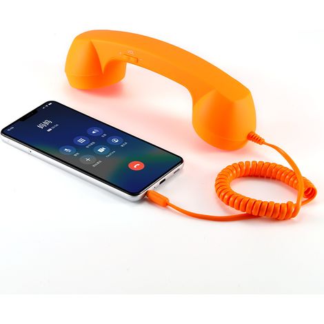 teléfono con auricular retro, conector de audio con cable, altavoz HD, diseño ergonómico, para móvil (1/5)