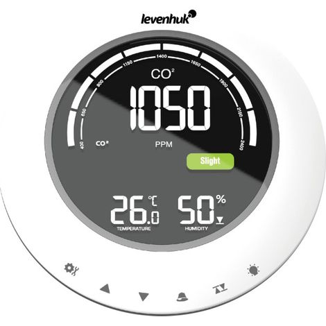 Levenhuk LP90 Wezzer PLUS Rilevatore di CO2 3 in 1 Termometro Igrometro 400-5000 ppm display LCD a colori (1/4)