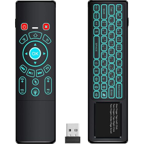 Mini clavier sans fil avec pavé tactile et rétroéclairage, télécommande 2,4 GHz pour Android TV, HTPC et autres appareils (1/4)