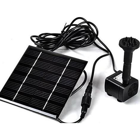 Pompe solaire pour jardin et piscine avec panneau solaire, câble de 3 m et 4 adaptateurs.