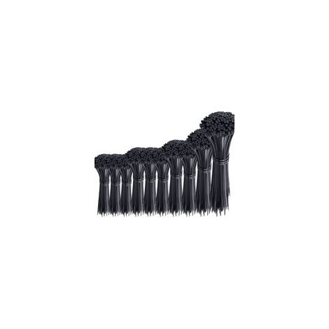 Lot de 1000 attaches de câble noires attaches de câble en plastique lourd attaches de câble en nylon Rilsan assortiment d'attaches à glissière 100/150/200/250/300 mm longueur 3/4 mm largeur (1/3)