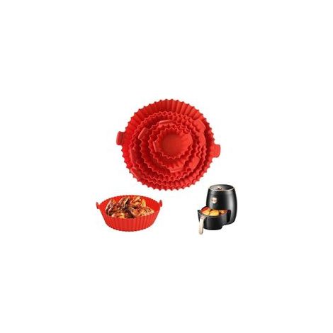 Moule pour Air Fryer,6 Pièces Silicone Air Fryer Mould,Panier Réutilisable Air Fryer (Rose),Panier Silicone Air Fryer Rond pour Autocuiseurs,Poêles,Fours Micro-ondes,Moule en Silicone pour Air Frye - 