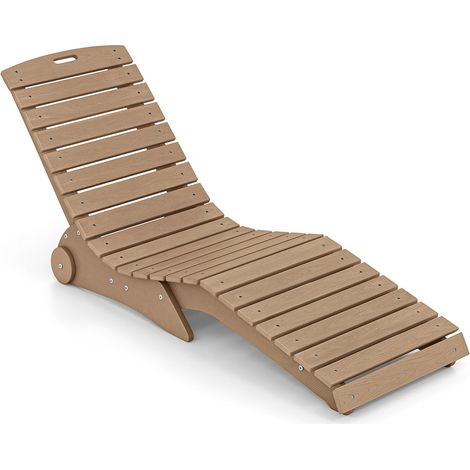 COSTWAY Lettino Prendisole Ergonomico Curva S con Ruote (Marrone) (1/5)