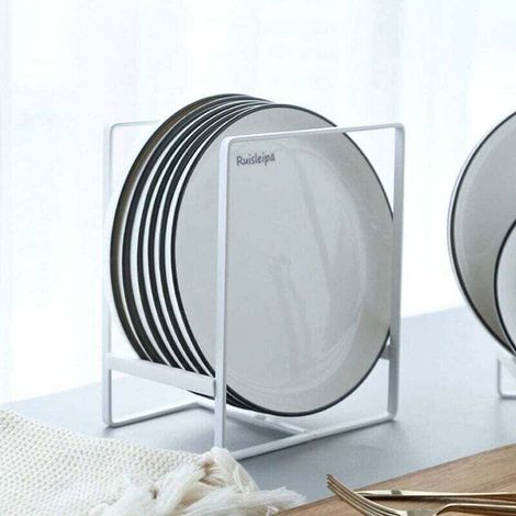 Étagère à assiettes, 1 pièce, 16,511,520cm, étagère à assiettes verticale en métal pour comptoirs de cuisine, armoires et véhicules de camping (blanc). (1/4)