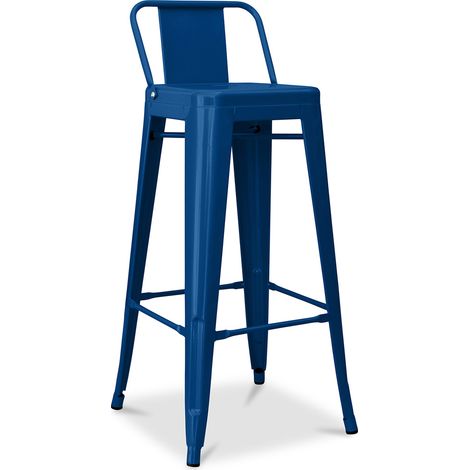 Barhocker mit Rückenlehne - Industriedesign - 76cm - New Edition - Stylix Dunkelblau