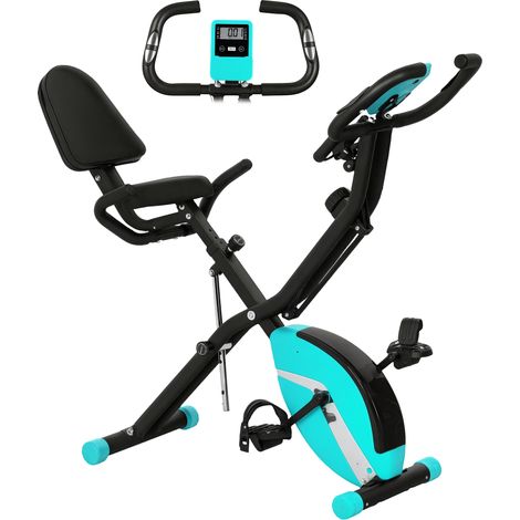 Vélo stationnaire pliant silencieux avec écran LCD à résistance magnétique et bracelets de bras 43 x 97 x 109 cm Vert