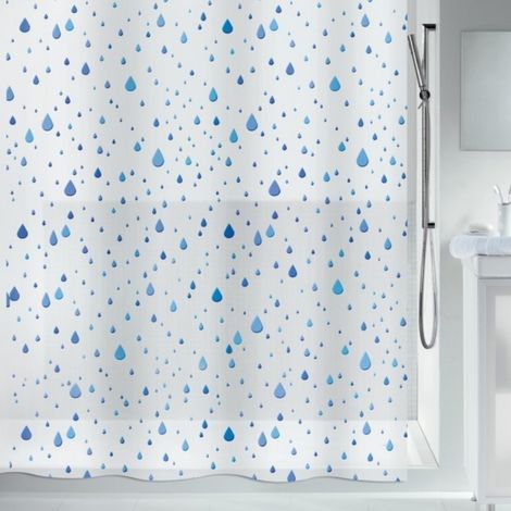 Rideau de douche PEVA WATERDROP 180x200cm Bleu & Blanc Spirella (1/4)