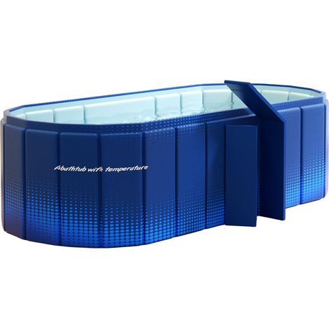 Baignoire portable de 150 cm avec étagère, pliable pour 2 personnes, sans gonflage, baignoire de trempage, bain glacé et spa chaud 2 en 1 pour douche, jardin et camping (bleu) (1/5)