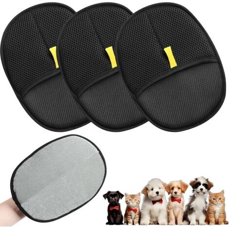 QORVA-Nouveau Déménagement De Cheveux Pour Animaux De Compagnie Glove, Gants Antistatiques Réutilisables à Double Faces, Utilisés Pour Le Nettoyage, L'épilation Et La Beauté Pour Les Canapés (3PCS)