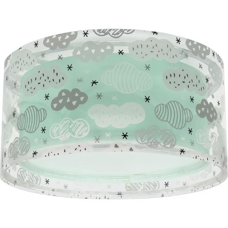 Plafonnier Enfant, Lampe de Plafond pour Chambre d’Enfant, Luminaire, Clouds vert Nuages, 41416MH, E27-2 x 15W (1/4)