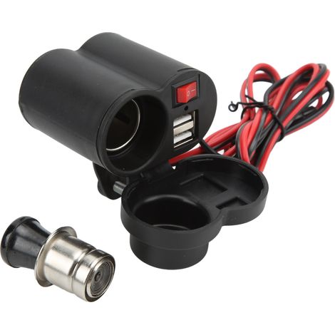 Chargeur Moto USB Double Étanche, Prise Allume-Cigare Multifonction DC12-24V avec Interrupteur pour Quad (1/5)