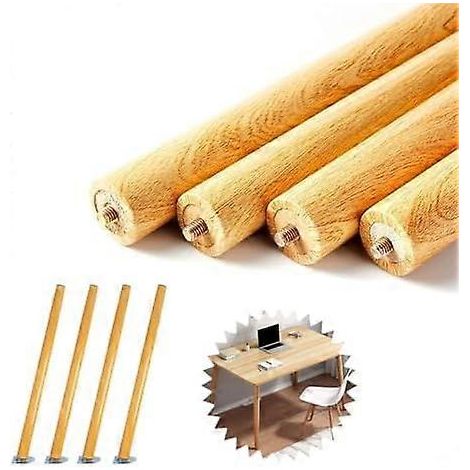 Ensemble de pieds de meubles en bois, 4 pieds de table robustes et durables, adaptés aux établis, bureaux, comptoirs de bar ou tables hautes (71 cm 30 cm). (1/5)