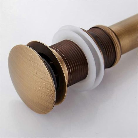 Bouchon d'évier à clic rétro en laiton bronzé, soupape d'écoulement universelle sans trop-plein, adaptateur de siphon poli pour lavabo, modèle pop-up, finition ancienne. (1/5)