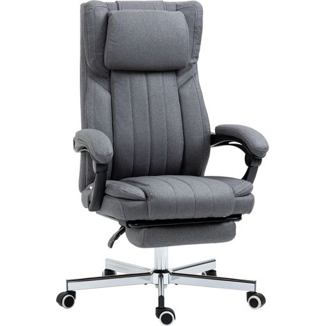 Sedia da ufficio con sedile girevole, schienale reclinabile, altezza regolabile, 65 x 61 x 105-113 cm, grigia