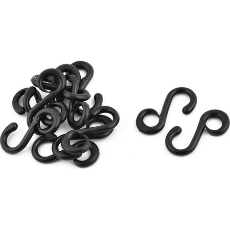 Crochet attache Plastique forme de S anneau Pivotant conjonctif Boucle Noir 12 Pcs (1/3)