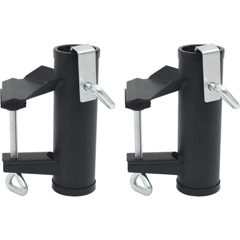 Abrazaderas de acero negro para sombrilla de balcón, 2 unidades, 25-38 mm, fijación estable, soporte para sombrilla de terraza, jardín, patio, protección. (1/4)
