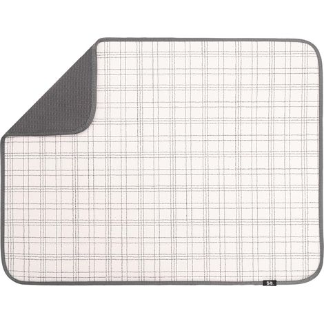 tapis d'égouttage en microfibre pour plan de travail cuisine très absorbant vaisselle, ustensiles, casseroles et poêles, taille XL, 45,7 x 61 cm, carreaux cousus - 45.7 cm'Stitched Plaid 45.7 x 61 cm' (1/5)