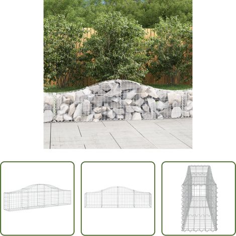 Panier de gabion - Panier de gabions arqué 200x30x40/60 cm Fer galvanisé (1/5)