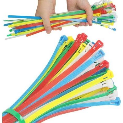 100pcs Reusable Plastic Cable Ties, 5 Colors, 300 x 8mm, for Home, Office and Garden (1/5)