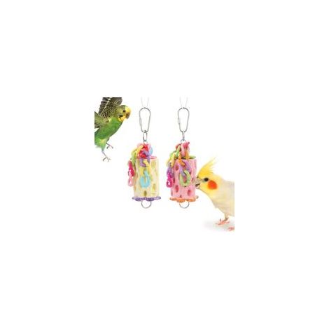 Bird Chewing Toys Bird Beak Grinding Stone Calcium Parakeet Treats for Budgies Cockatiels Conures Quaker Senegal Parrot (Random Color)-Crezuo