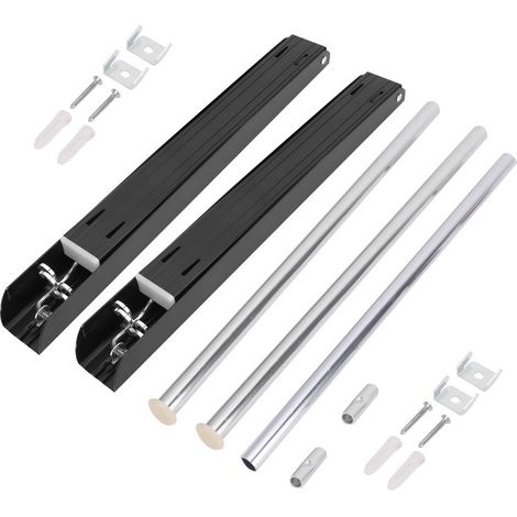 Support mural pliable en aluminium noir pour séchage, 120 cm, étagère à vêtements escamotable avec double support (1/5)