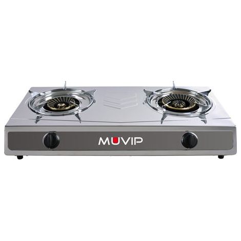 Muvip serie strong Cucina a gas a 2 fuochi in acciaio inox - accensione piezoelettrica - bruciatore in ghisa estraibile