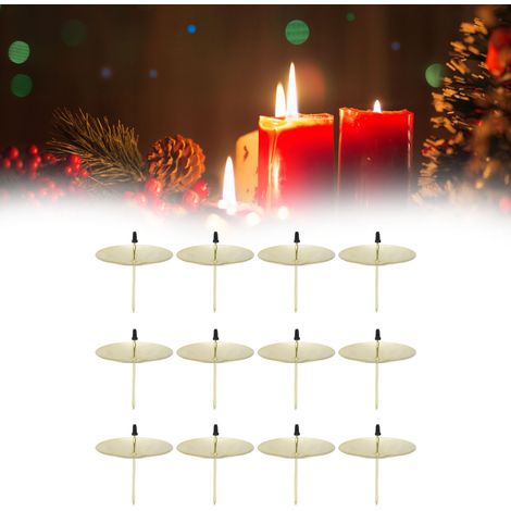 Lot de 12 supports à bougies en fer, 7 x 6,5 cm, dorés, stables et résistants, pour décoration et fixation lors de fêtes. (1/5)