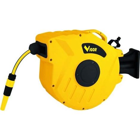 Blinky 77308-10 Avvolgitubo a Parete Automatico Tubo Retinato 20 mt Staffa Rotazione 180° Raccordi e Lancia Innaffio