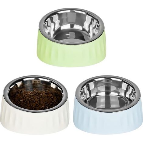 Arenero de 3 piezas，acero inoxidable，comedero inclinado a 15°，comedero para gatos y perros，comedero para gatos y perros (1/5)