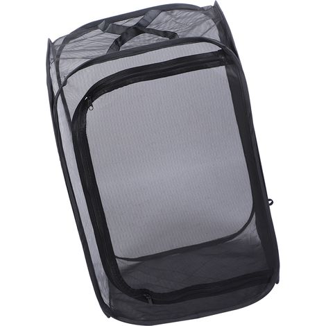 Casa para insectos negra, ventilada y plegable (40 x 40 x 60 cm), portátil, reutilizable, interior amplio, buenas opciones de observación, tela de malla, cremallera, superficie lisa, espacio para mace (1/5)