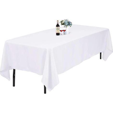 Weiße Tischdecke 152x213cm Polyester, rechteckig, flecken- & knitterfrei, waschbar
