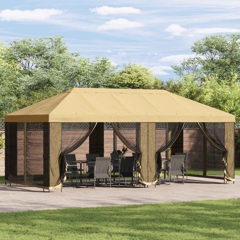 Gazebo de Jardín 6 x 3 m Crema Poliéster y Acero 190