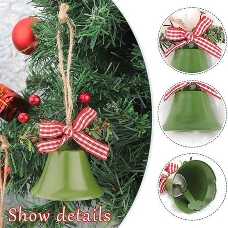 Cloche Décorations Suspendues, 6 Pièces Métal de Noël Cloche, Ornement de Cloche, Ensemble Décorations d'arbre pour Pendentifs De Dé (1/4)