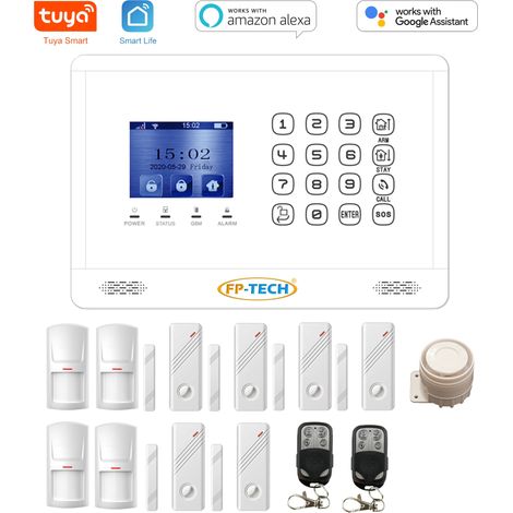 ANTIFURTO BIANCO ALLARME TOUCH SCREEN COLORI CASA WIFI GSM WIRELESS SENZA FILI APP ALEXA GOOGLE - L