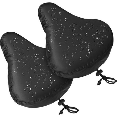 Funda impermeable sillín bicicleta, 2 piezas, Negra, Universal, cordón ajustable, Resistente polvo, Funda lavable sillín bicicleta, 24 × 27 cm (1/5)