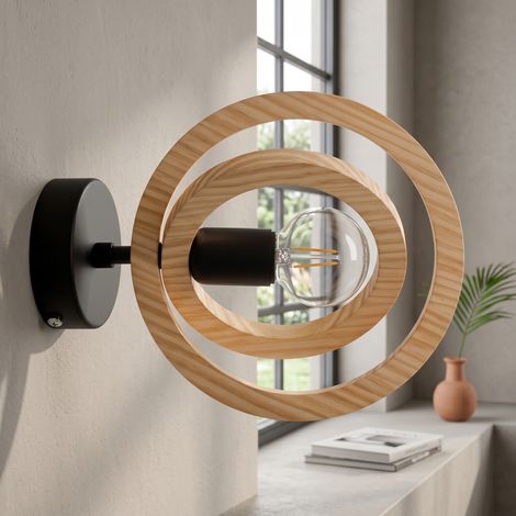 Aplique de Pared de Madera Natural y Metal  Serie BIARRITZ (1/5)