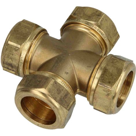 Raccord bicône en laiton, croix pour cuivre Ø22 mm