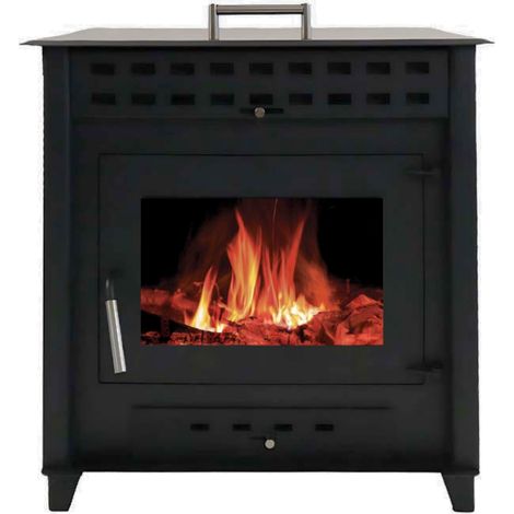 Interstoves – Poêle à bois NOA 9 bûches 50 cm – Four intégré – Acier 4 mm – Label Flamme Verte 7 étoiles – Évacuation des fumées réglable