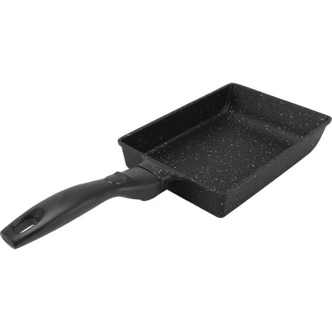 Poêle rectangulaire en alliage d'aluminium épais avec revêtement antiadhésif, idéale pour la cuisson des steaks et des rouleaux de printemps. (1/5)
