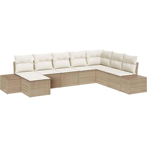 Maison Exclusive - Garten-Sofa-Set mit Kissen 8 pcs Beige und Cre