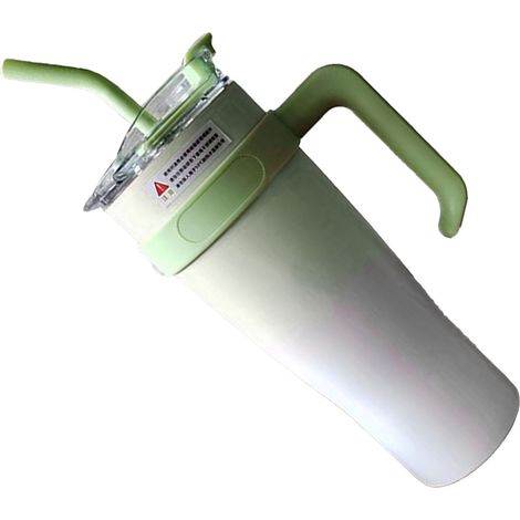 Isolierbecher aus Edelstahl, 1250 ml, mit Strohhalm, ideal für Reisen im Freien, Farbverlauf Grün (1/5)