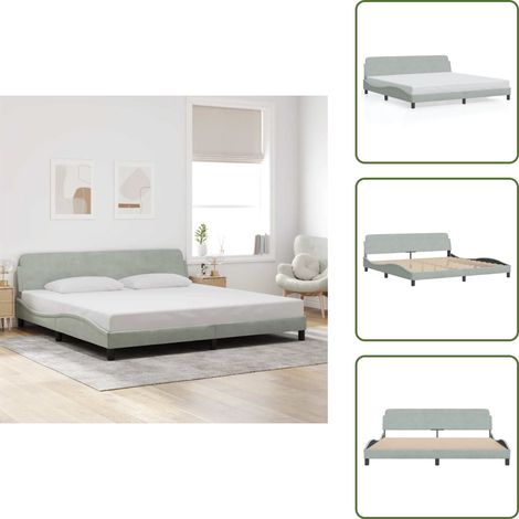 Bettgestell ohne Matratze Hellgrau 200x200 cm Samt - Samt Bettgestell - Doppelbett - Boxspringbett - Himmelbett - Modernes Bett (1/5)
