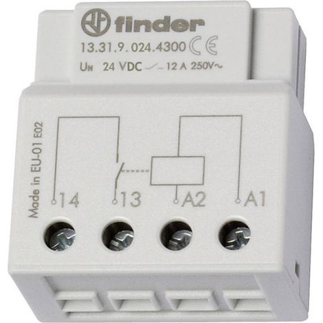 Finder – Relais monostable 1NO 24V c.c. – Boîtier de commutation 400mW – Courant de commutation 12A – Pour montage sur rail DIN (1/3)