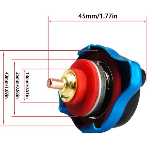 Radiateur Auto avec Indicateur de Température 0.9/1.1/1.3 Bar Couvercle de Radiateur Jauge d'Eau Thermostatique pour Voiture (1/4)