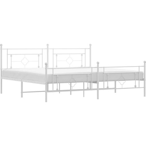 Maison Exclusive - Giroletto con Testiera e Pediera Metallo Bianco 193x203 cm (1/5)