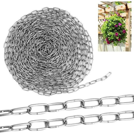 10 M Chaine Acier Inoxydable 304, Chaîne Acier Galvanisé, Chaine Acier Inoxydable Bricolage, 1,5 mm Chaine Acier, Pour Corde à Linge/Plantes Suspendues/Chaîne pour Chien (1/5)
