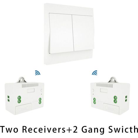 Kit interruttore e ricevitore luce wireless 110-230V Interruttore autoalimentato Telecomando Lampada, 1 interruttore e 2 ricevitori - 1 interruttore e 2 ricevitori (1/5)
