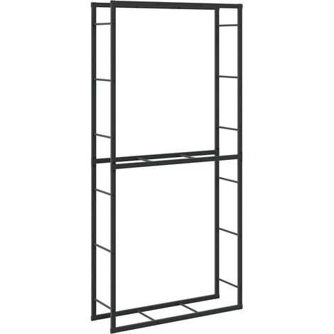 Portant de bois de chauffage noir 100x30x209 cm acier vidaXL (1/5)