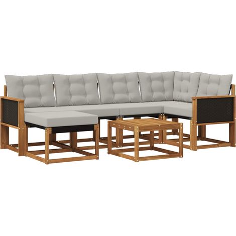Outdoor Sofa Set 7 pcs Natural and Light Grey vidaXL