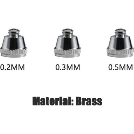 Kit d'accessoires pour aérographe - - Buse 0,2 mm - Buse 0,3 mm - Buse 0,5 mm - Aiguille en acier inoxydable (1/4)